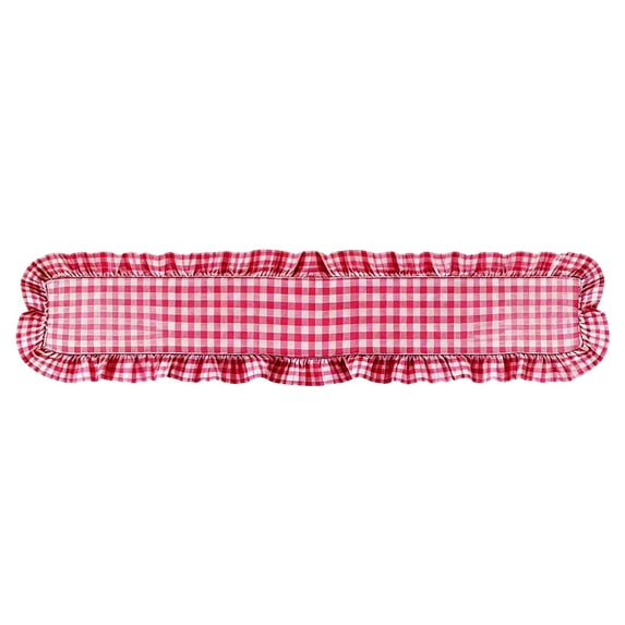 Ruffled Table Runner 72" Long Rustic Cotton Tabletop Farmhouse Decor Bridal Shower Birthday Party Holiday Wedding (Pink Plaid Style)