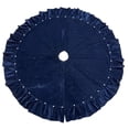 thumbnail image 1 of Ruffled Velvet Christmas Tree Skirt with Pearl Trim & Bow Ties 60 in,Luxury Round Xmas Tree Skirt, Ruffled Edge Velvet Tree Skirt for Christmas Home Party Holiday Decor-Blue, 1 of 8