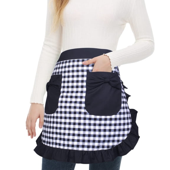 Ruffled Waist Apron Women Kitchen Apron Baking Cooking Apron Serving Apron Maid Apron for Kitchen Cafe Bakery Restaurant