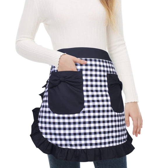Ruffled Waist Apron Women Kitchen Apron Baking Cooking Apron Serving Apron Maid Apron for Kitchen Cafe Bakery Restaurant