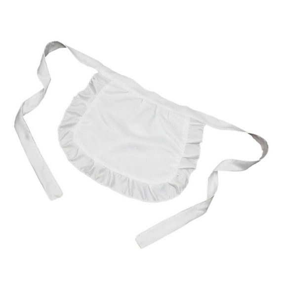 Ruffled White Half Waist Apron for Women Elegant and Kitchen Cooking Baking Attire