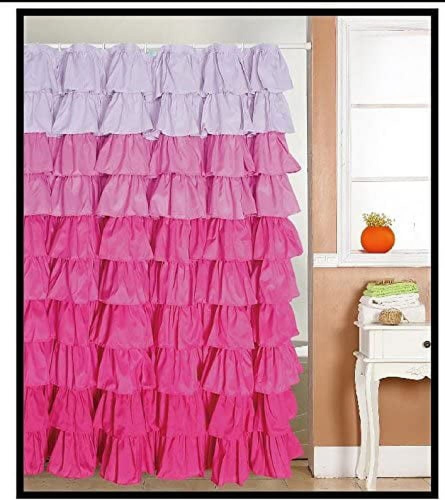 Ruffled multi pink Fabric Shower Curtain