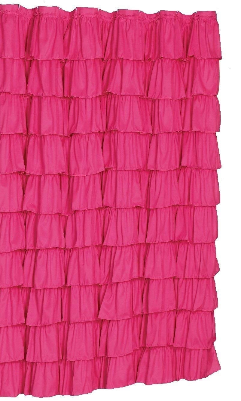 Ruffled pink Fabric Shower Curtain
