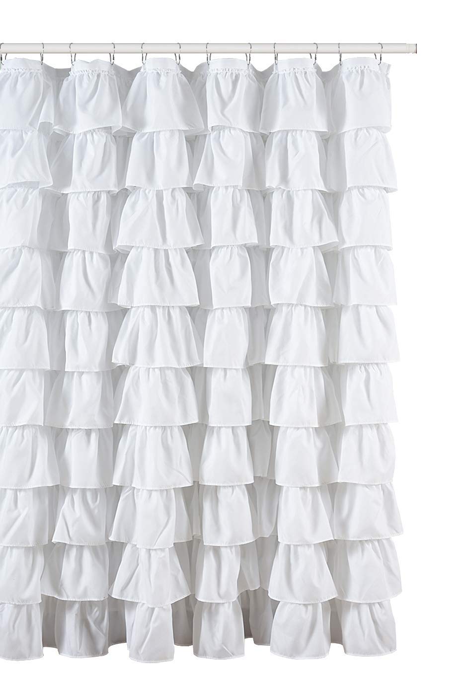 Ruffled white Fabric Shower Curtain - Walmart.com