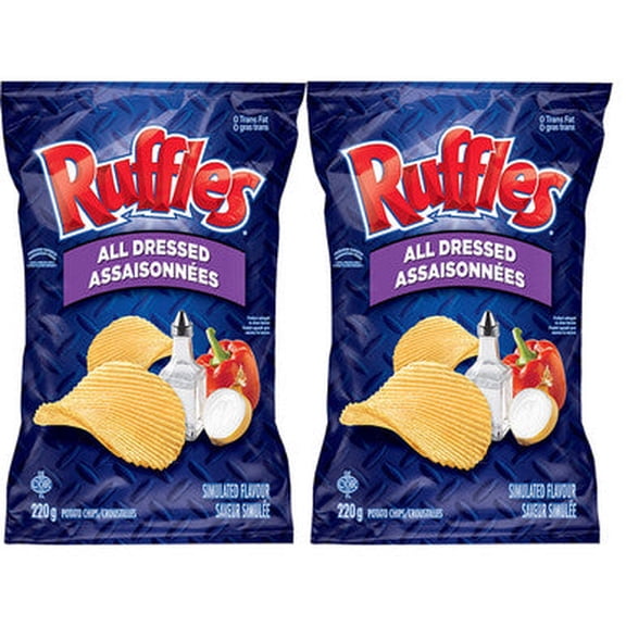 Ruffles All Dressed Potato Chips, 220g/7.8 oz, 2-Pack