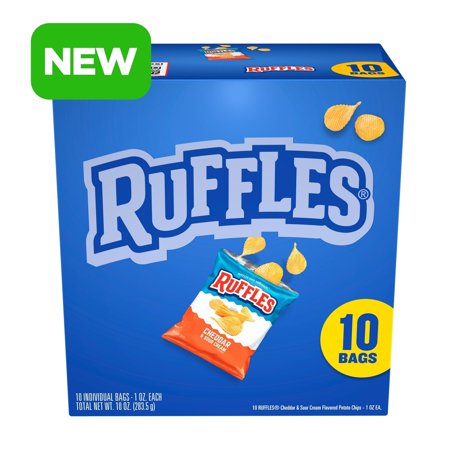 Ruffles Cheddar Sour Cream Flavor Snack Chips, 10 Count Multipack ( 2 Box )