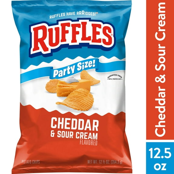 Ruffles Cheddar & Sour Cream Potato Snack Chips,Party Size, 12.5 oz Bag
