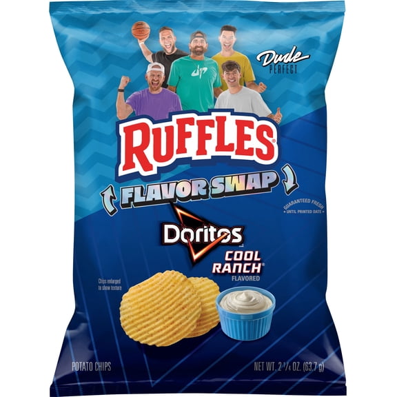 Ruffles Potato Chips, Doritos Cool Ranch Flavor Snack Chips, 2.25 oz Bag