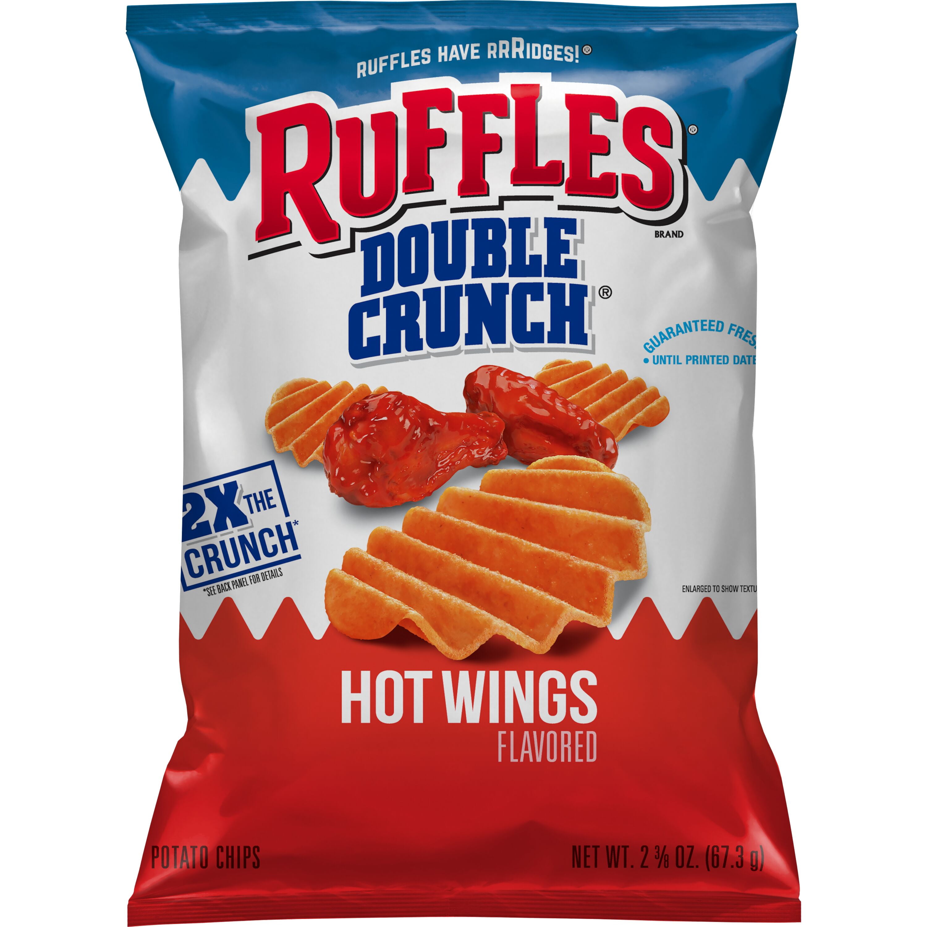 Ruffles Double Crunch Hot Wings Flavored Potato Chips, 2.375 oz Bag
