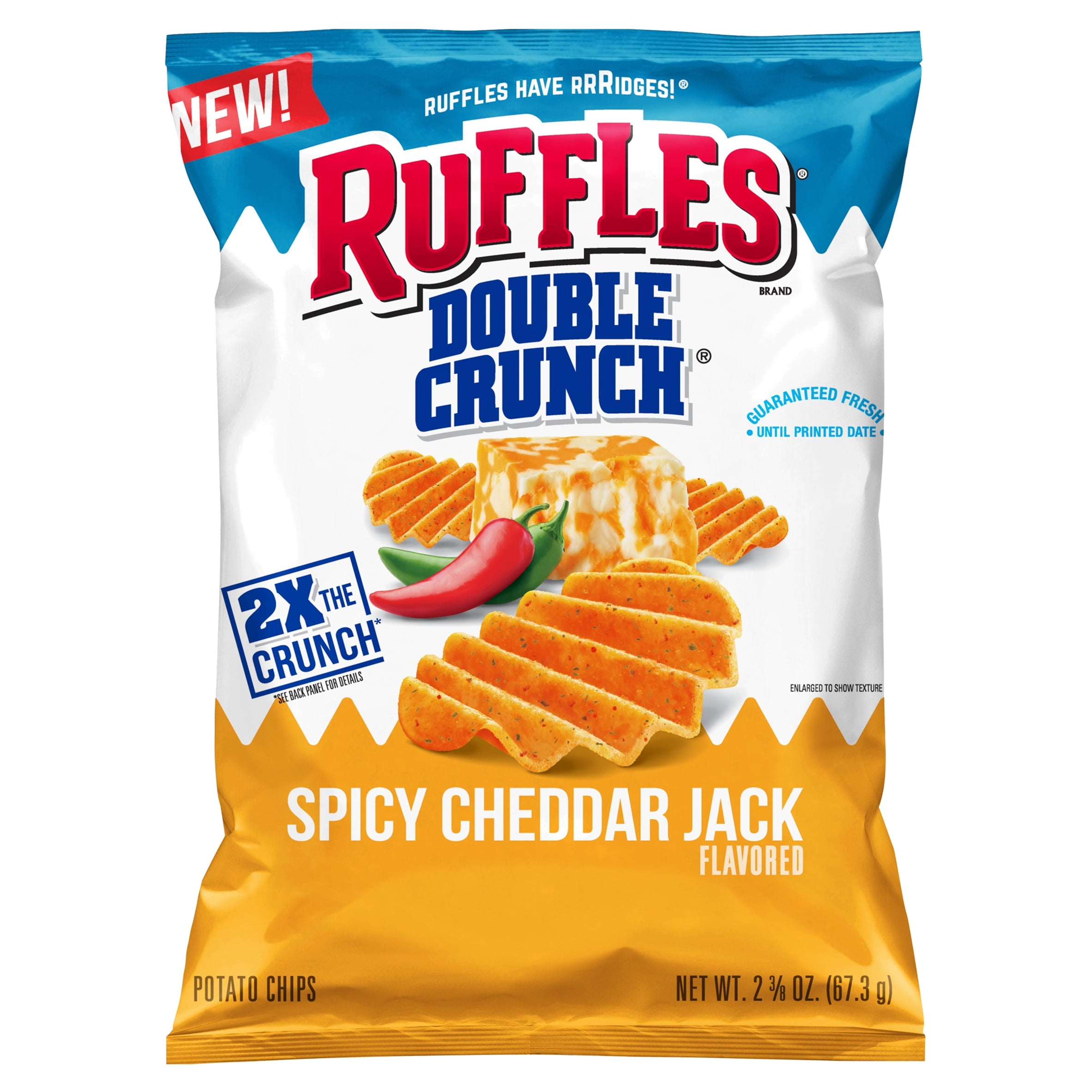 Ruffles Double Crunch Potato Chips Spicy Cheddar Jack Flavored 2.375 oz