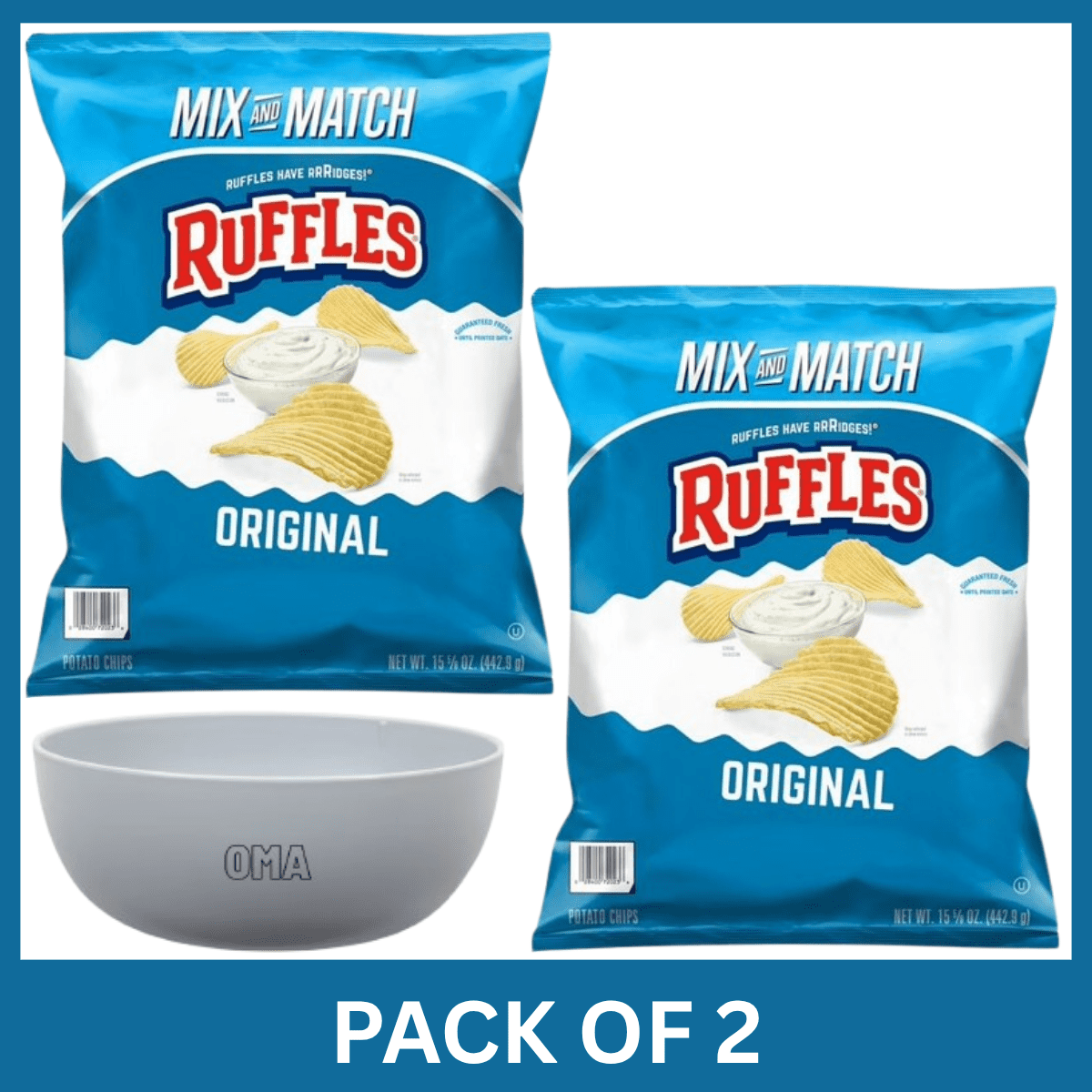 Ruffles Original Potato Chips 15.625 oz (Pack of 2) with Free Serving ...