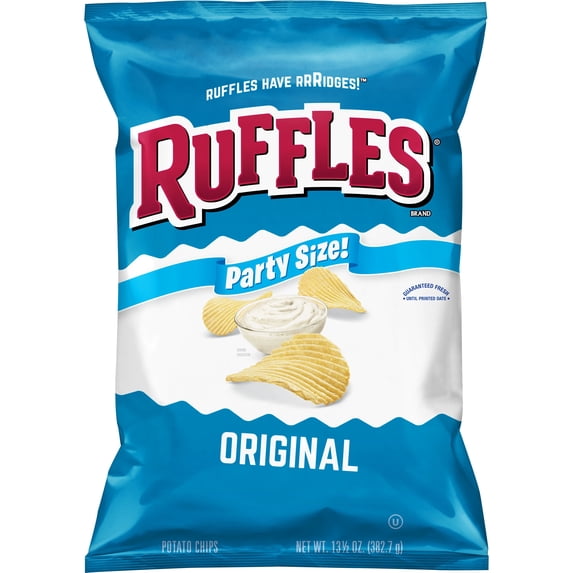 Ruffles Original Potato Chips, Party Size, 13.5 oz Bag - 2 Pack