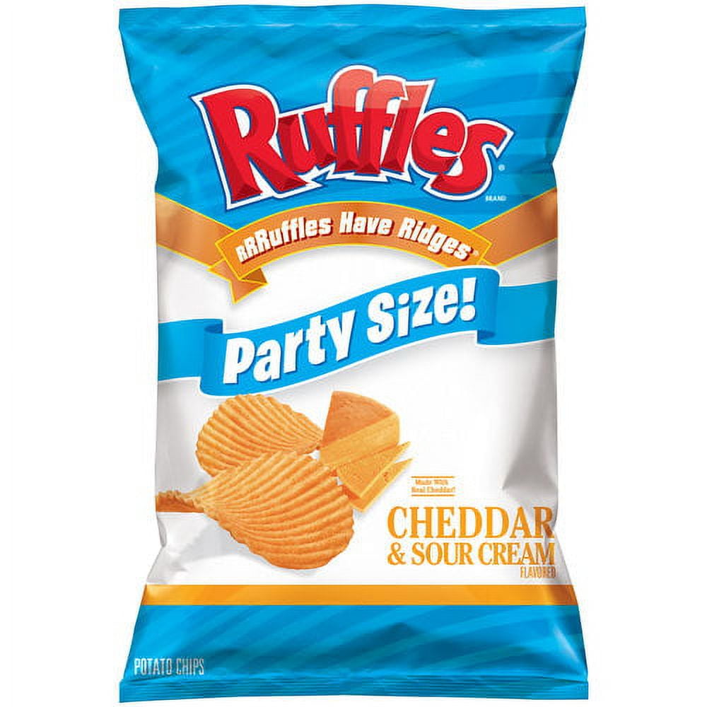 Ruffles Party Size! Cheddar & Sour Cream Potato Chips, 14.5 oz Bag