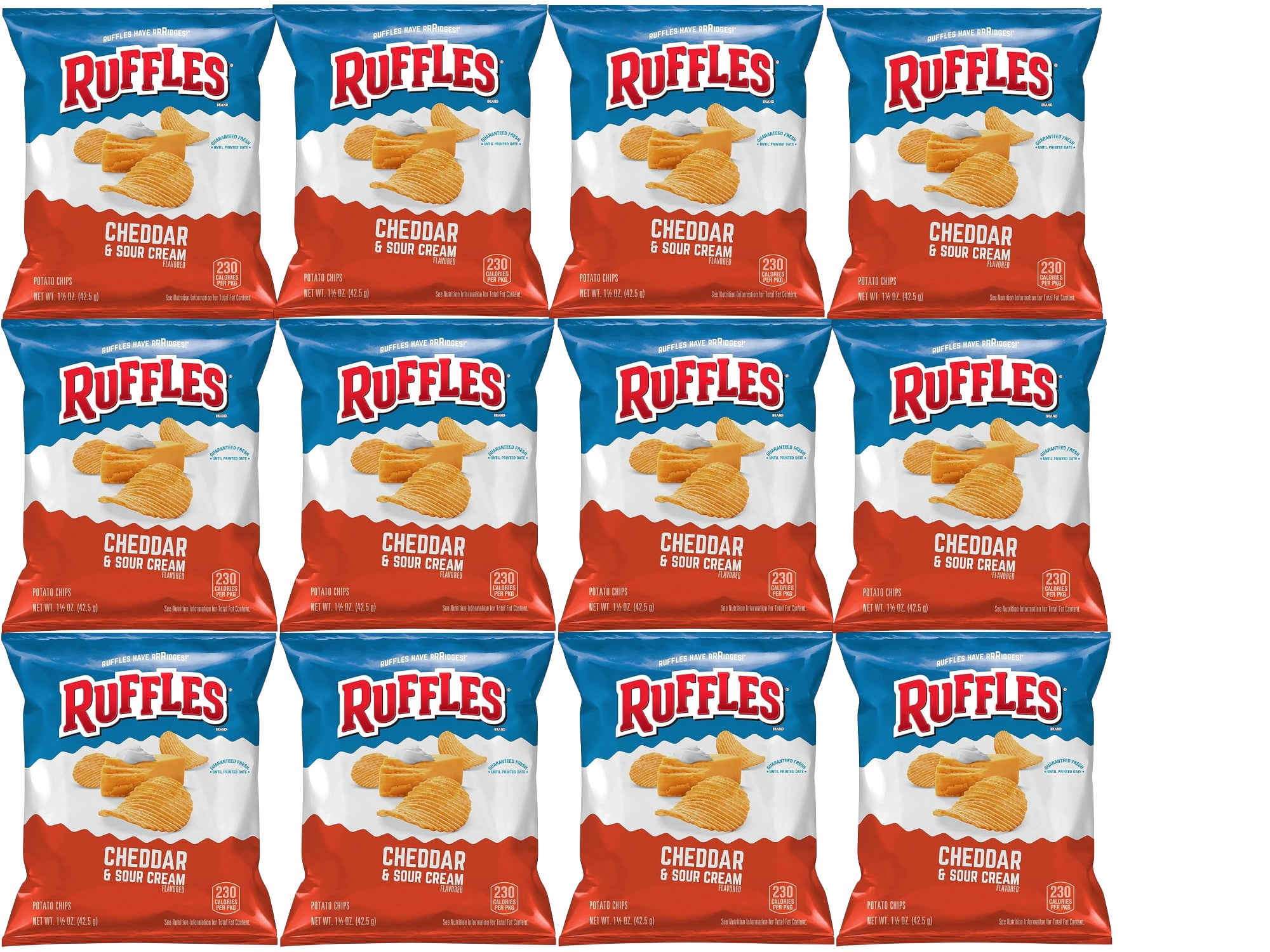 Ruffles Potato Chips, Cheddar Sour Cream, 1.5 Oz Bags, Pack of 12, Bundled by Shoppyway