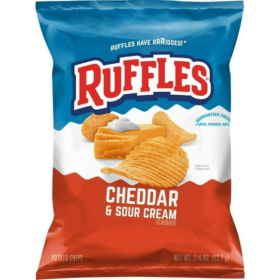 (2 pack) Ruffles Potato Chips Cheddar & Sour Cream, 2.25 oz Bag