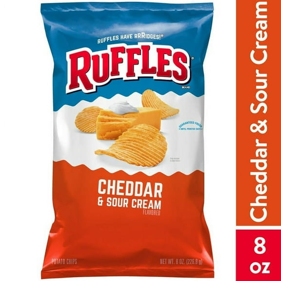 Ruffles Potato Chips Cheddar & Sour Cream Flavored 8 Oz - 2 Pack