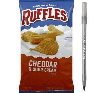 Ruffles Potato Chips, Cheddar & Sour Cream Flavored with pan