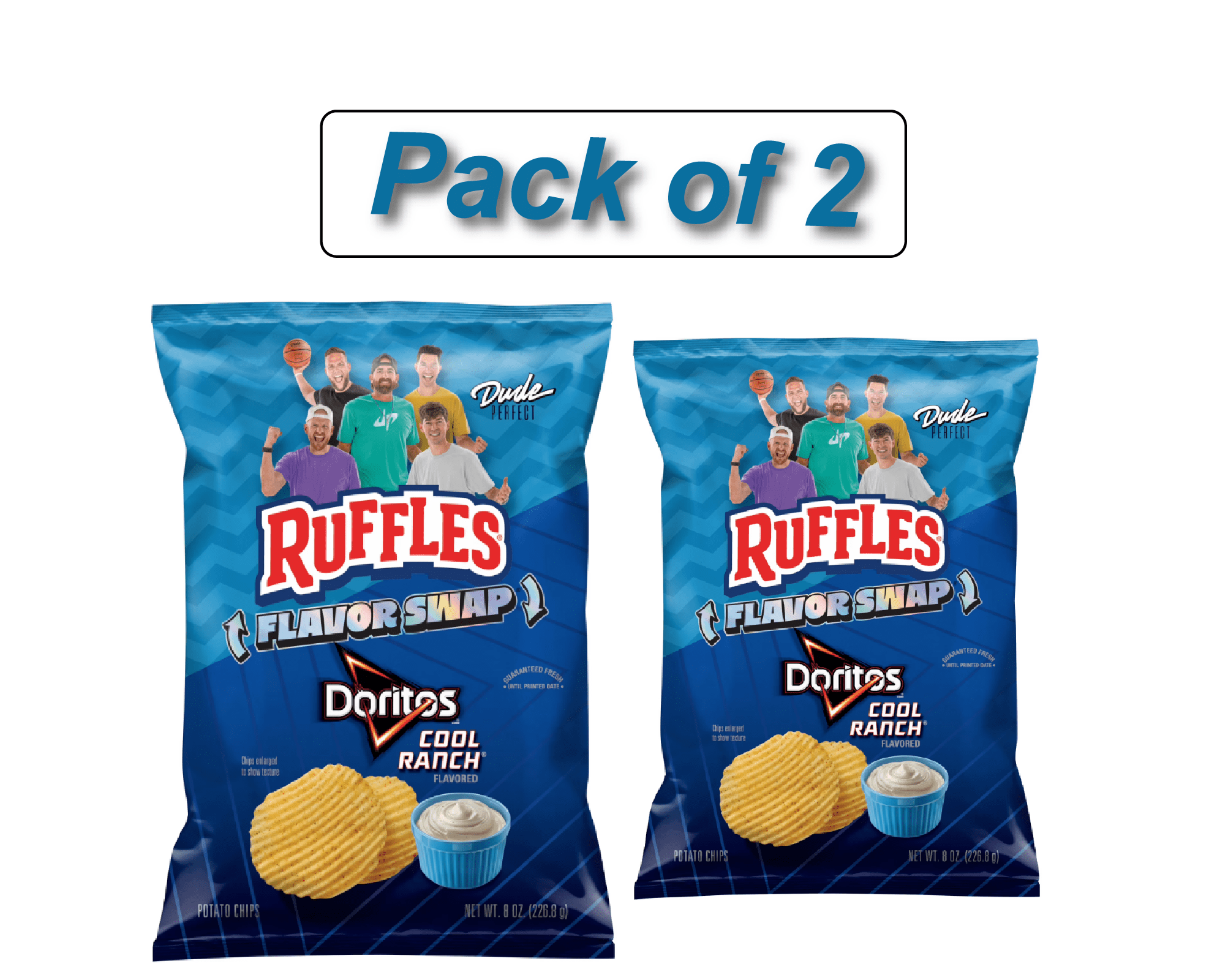 Ruffles Potato Chips, Doritos Cool Ranch Flavor Snack Chips, 8 oz Bag