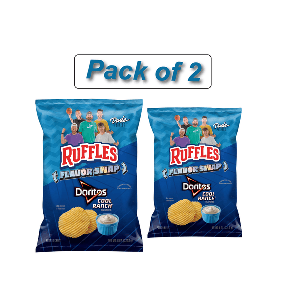 Ruffles Potato Chips, Doritos Cool Ranch Flavor Snack Chips, 8 oz Bag