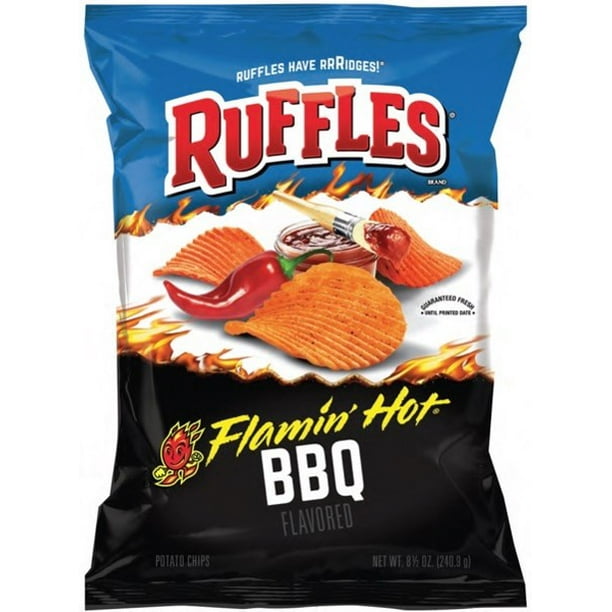 Ruffles Potato Chips Flamin' Hot BBQ 8.5 Ounce