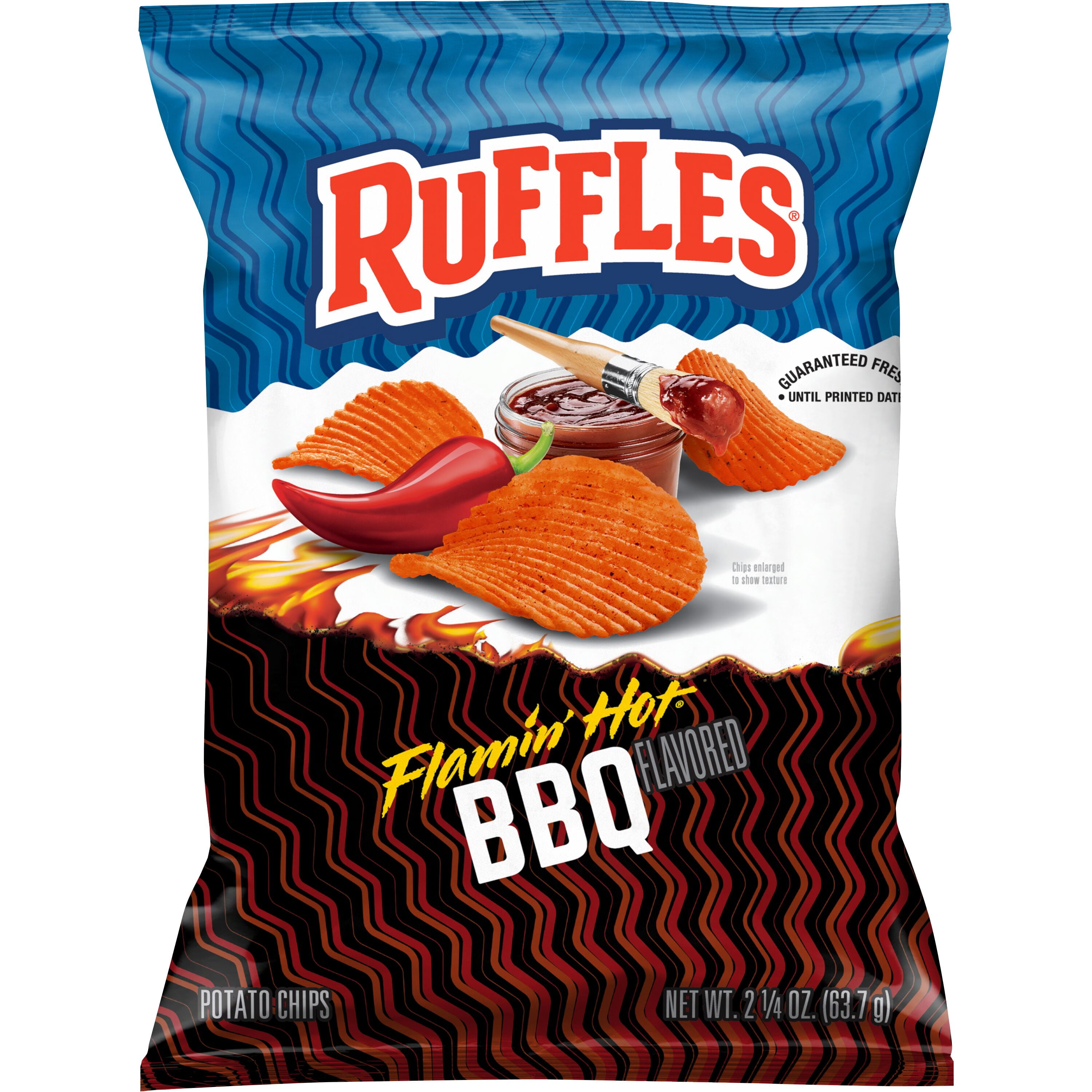 Ruffles Potato Chips Flamin' Hot BBQ Flavor, 2.25 oz Bag