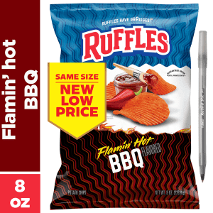 Ruffles Potato Chips Flamin' Hot BBQ Flavored 8 Oz