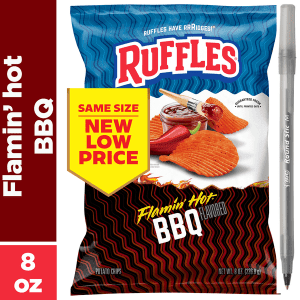 Ruffles Potato Chips Flamin' Hot BBQ Flavored 8 Oz