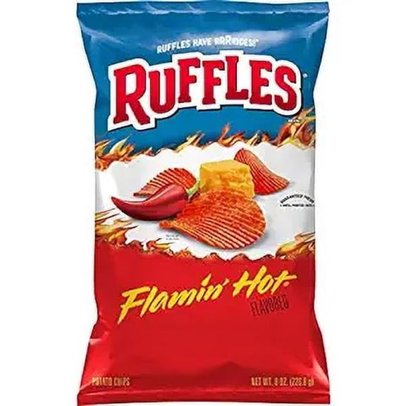 Ruffles Potato Chips Flamin' Hot Cheddar Cheese, 8 Oz