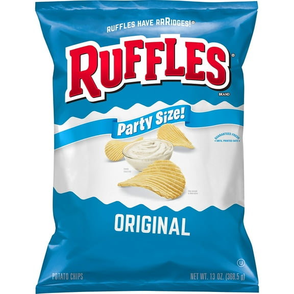 Ruffles Potato Chips Original Party Size Bag, Cheddar Cheese, 13 Ounce Packaging May Vary - Pack of 3