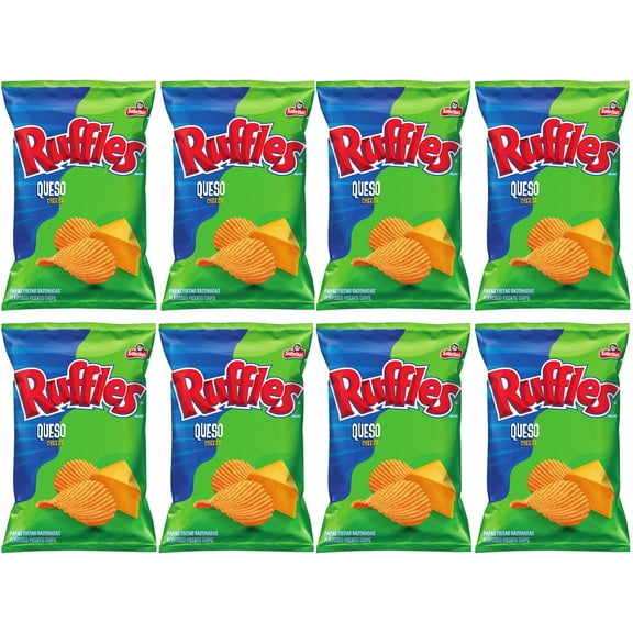 Ruffles Potato Chips, Queso, 2.125 Ounce Bag (Pack of 8) Value Pack Bundled by SUPERDEALS with Mystery Gift