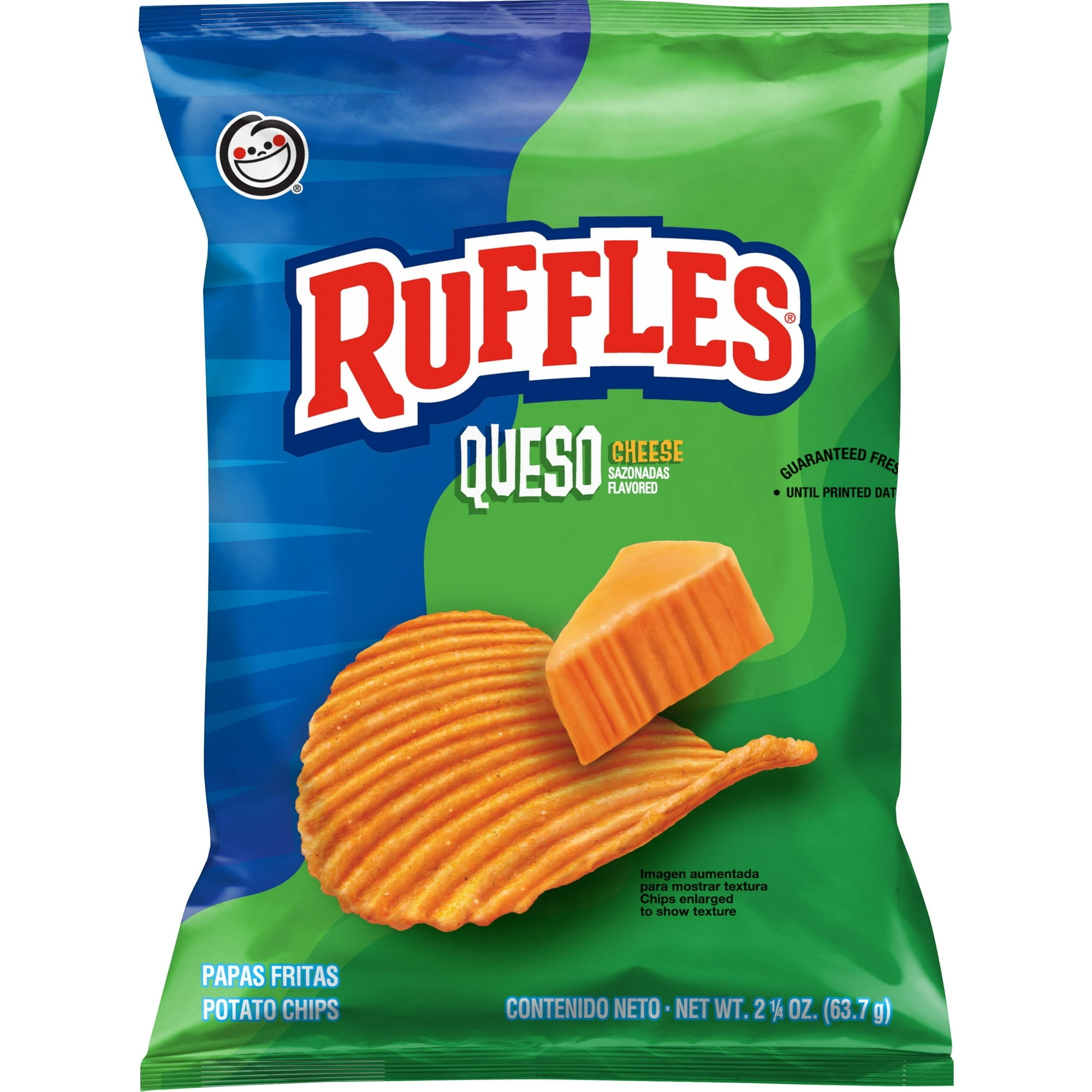 Ruffles Potato Chips Queso Cheese Flavored, 2.25 oz Bag