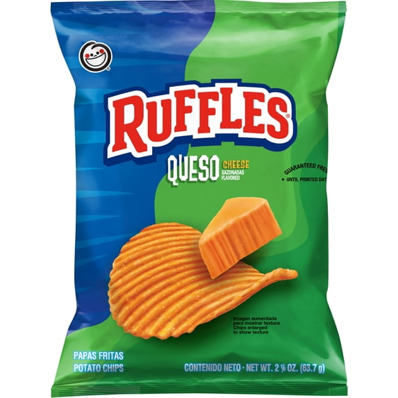 Ruffles Potato Chips Queso Cheese Flavored, 2.25 oz Bag