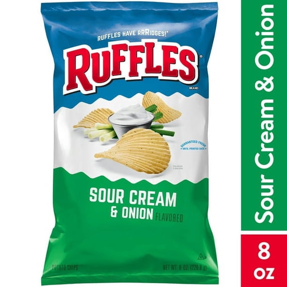 Ruffles Potato Chips Sour Cream & Onion 8.0 Ounce - 2 Pack