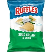 Ruffles Potato Chips Sour Cream & Onion Flavor Snack Chips, 8.0 Ounce Bag