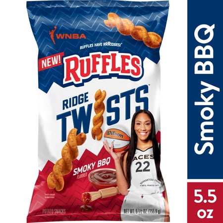 Ruffles Ridge Twists Smoky BBQ Flavor Potato Snack Chips, 5.5 Ounce Bag