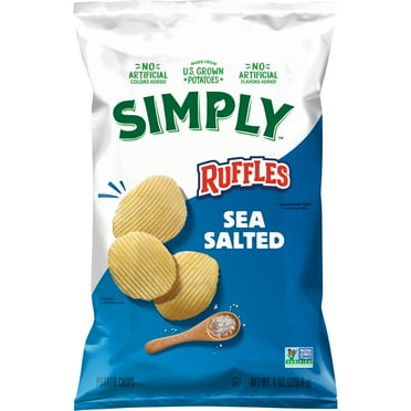 Ruffles Simply Sea Salted Potato Snack Chips, 8 oz Bag