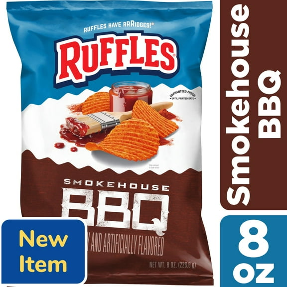 Ruffles Smokehouse Barbecue Potato Chips - 8 oz - Pack of 2