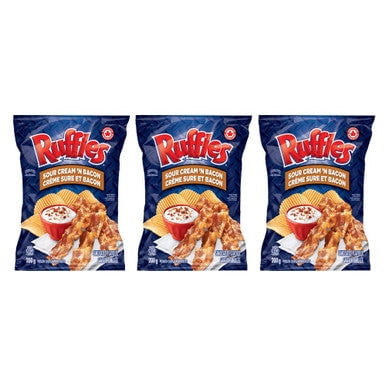 Ruffles Sour Cream 'N Bacon Potato Chips 200g/7.05oz, 3-Pack