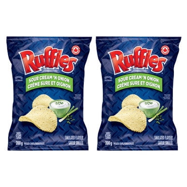 Ruffles Sour Cream 'n Onion (2-Pk) 200g/7.1 oz., per bag {Imported from Canada}