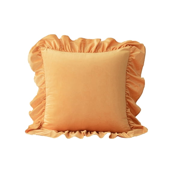 Ruffles Square Throw Pillow Cushion Farmhouse Linen Pillow with Ruffles, Soft Cotton Throw Pillow for Couch Sofa Bed Living Room, Handmade Pillow with Ruffles 18x18 Inch