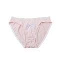 thumbnail image 1 of Ruffles Underwear for Women No Show Stretch Bikini Panties with Bow Sexy Soft Womens Panties Invisible Hipster, Pink, X-Large, 1 of 6