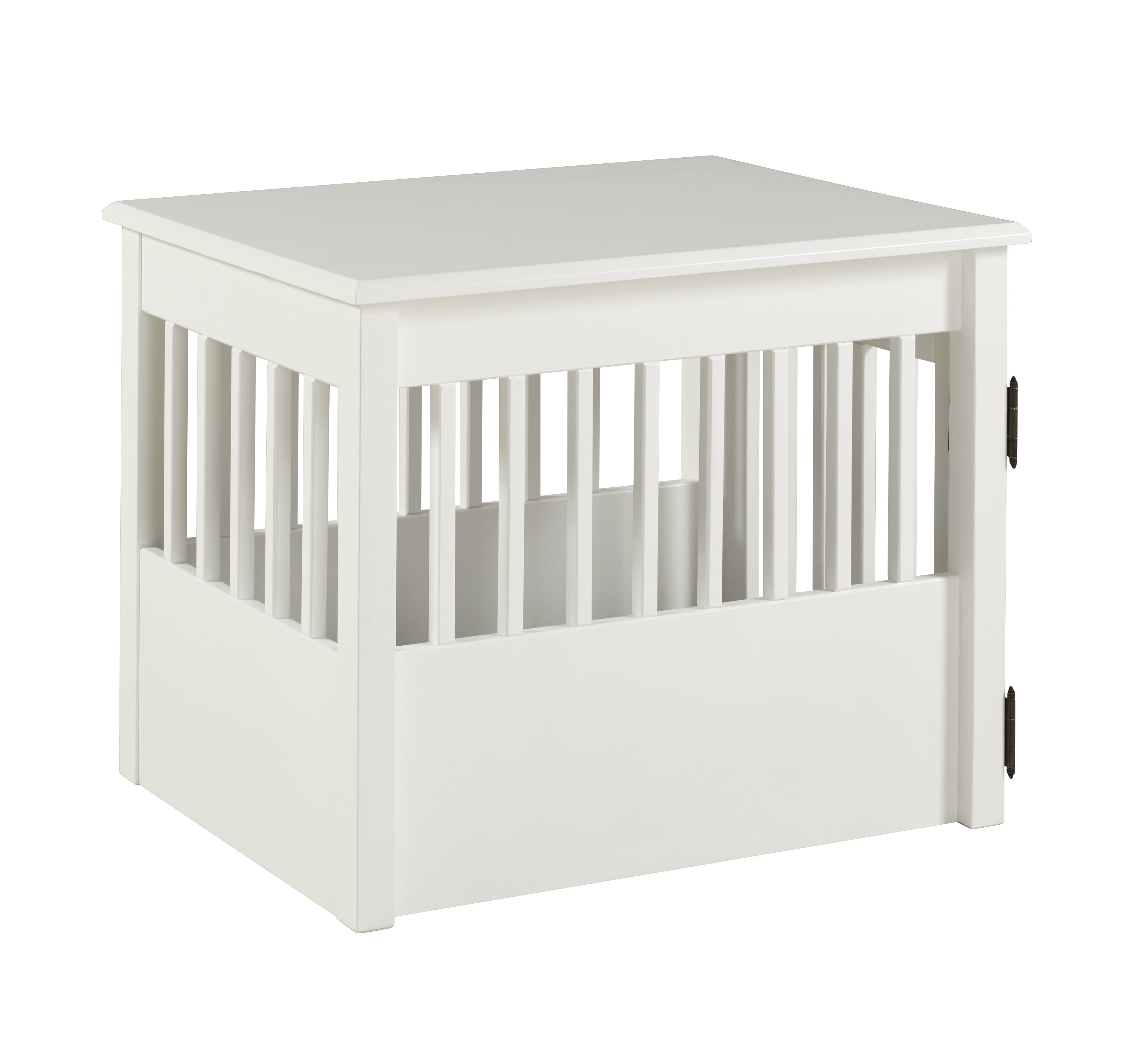 Medium White Solid Wood Pet Crate End Table