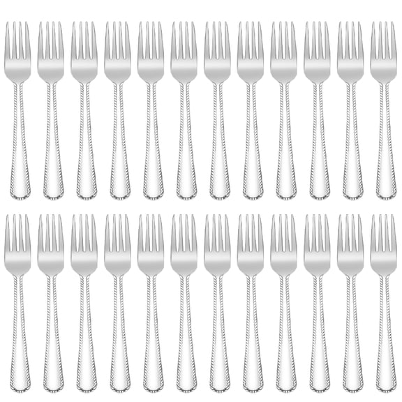 Ruffulon 24-Piece Dinner Forks Silverware Set, Stainless Steel Flatware Cutlery for Kitchen, Home, Restaurant Or BBQ, Mirror Finish & Dishwasher Safe