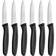 Ruffulon Straight Edge Paring Knife Set of 6, Stainless Steel Small Kitchen Knife, Ultra Sharp Peeling Knife, Fruit Knife with Black Plastic Handle