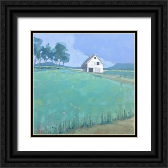 Rufo, John 20x20 Black Ornate Wood Framed with Double Matting Museum Art Print Titled - Barn in Midsummer Light