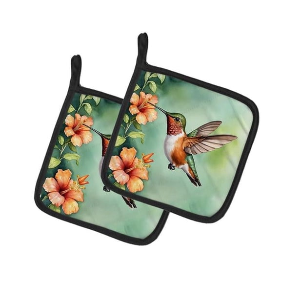 Rufous Hummingbird Pot Holders - Set of 2 - Insulated & Quilted