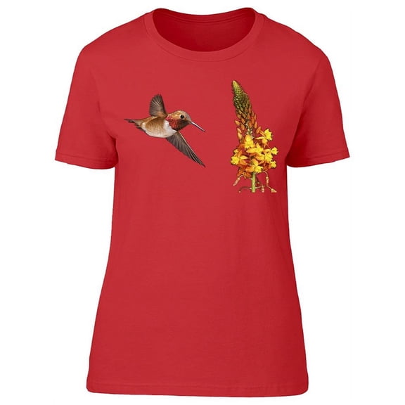 Rufous Hummingbird Yellow Flower T-Shirt Women -Image by Shutterstock, Female Small