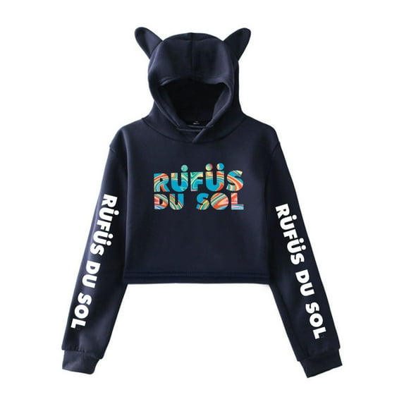Rufus Du Sol Hoodie Cat Ear Fashion Street Trend Women's Short Hoodie Sportswear