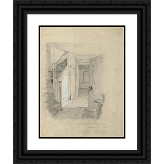 Rufus Fairchild Zogbaum 15x18 Black Ornate Wood Framed Double Matted Museum Art Print Titled - Interior of the Husted Hobby House, Greenwich, Conn. (1877)