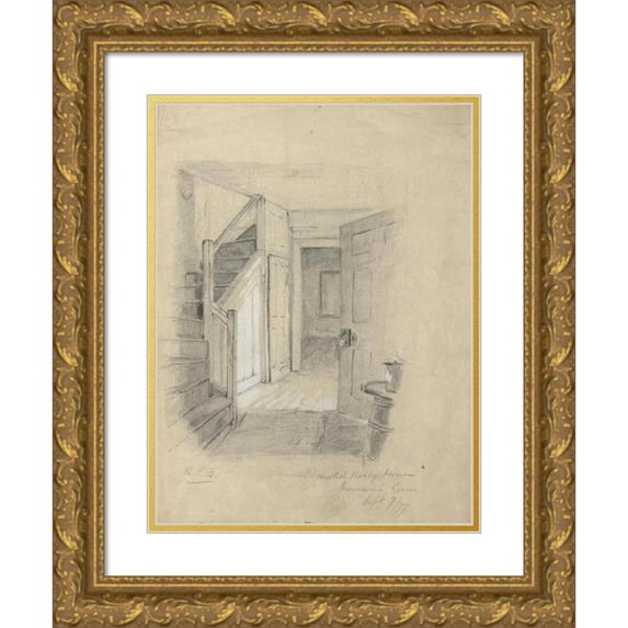 Rufus Fairchild Zogbaum 19x24 Gold Ornate Framed and Double Matted Museum Art Print Titled - Interior of the Husted Hobby House, Greenwich, Conn. (1877)